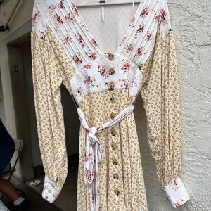 Free People Floral Yellow and White Dress